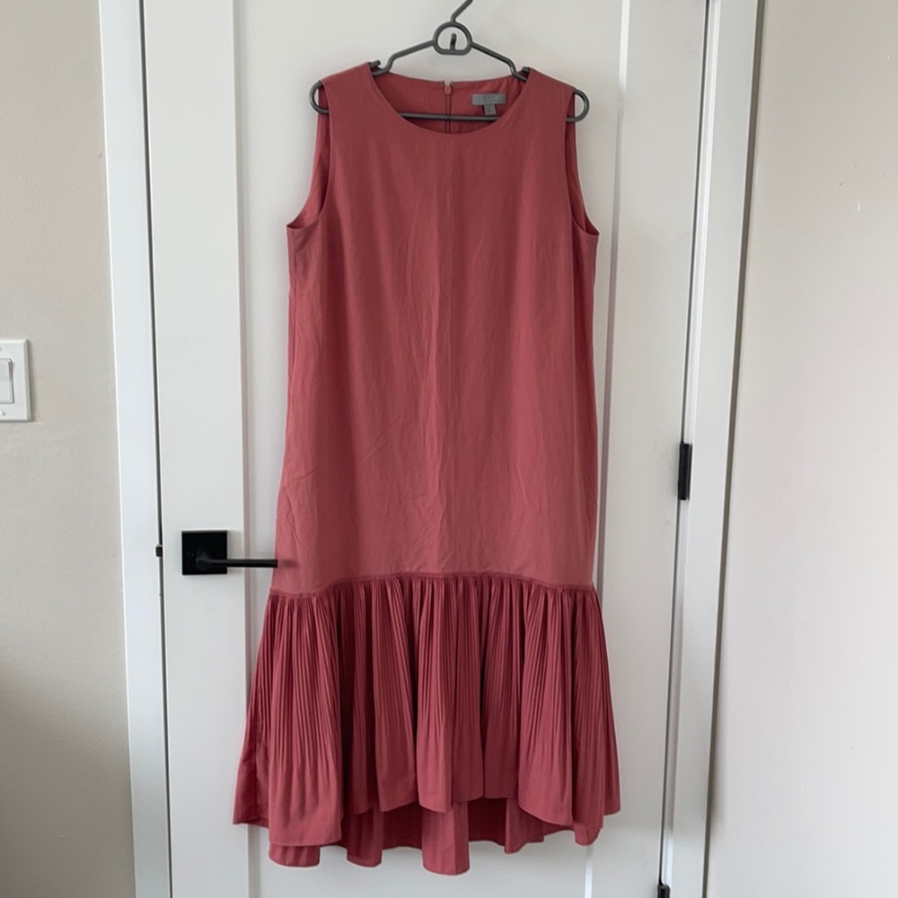 COS cotton hi-lo midi dress with pleats